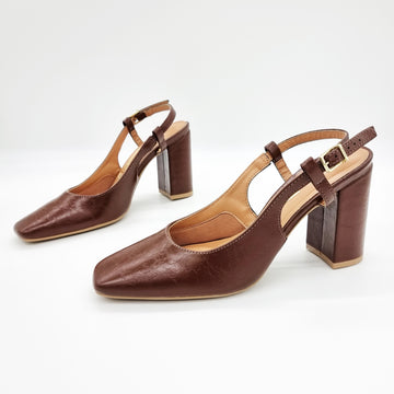 Vizzano 1428-101 Block Heel Slingback Pump in Chocolate